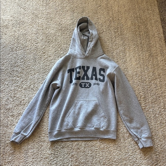 Gildan Texas Hoodie Heather Gray Pullover Sweatshirt Unisex - Picture 4 of 5